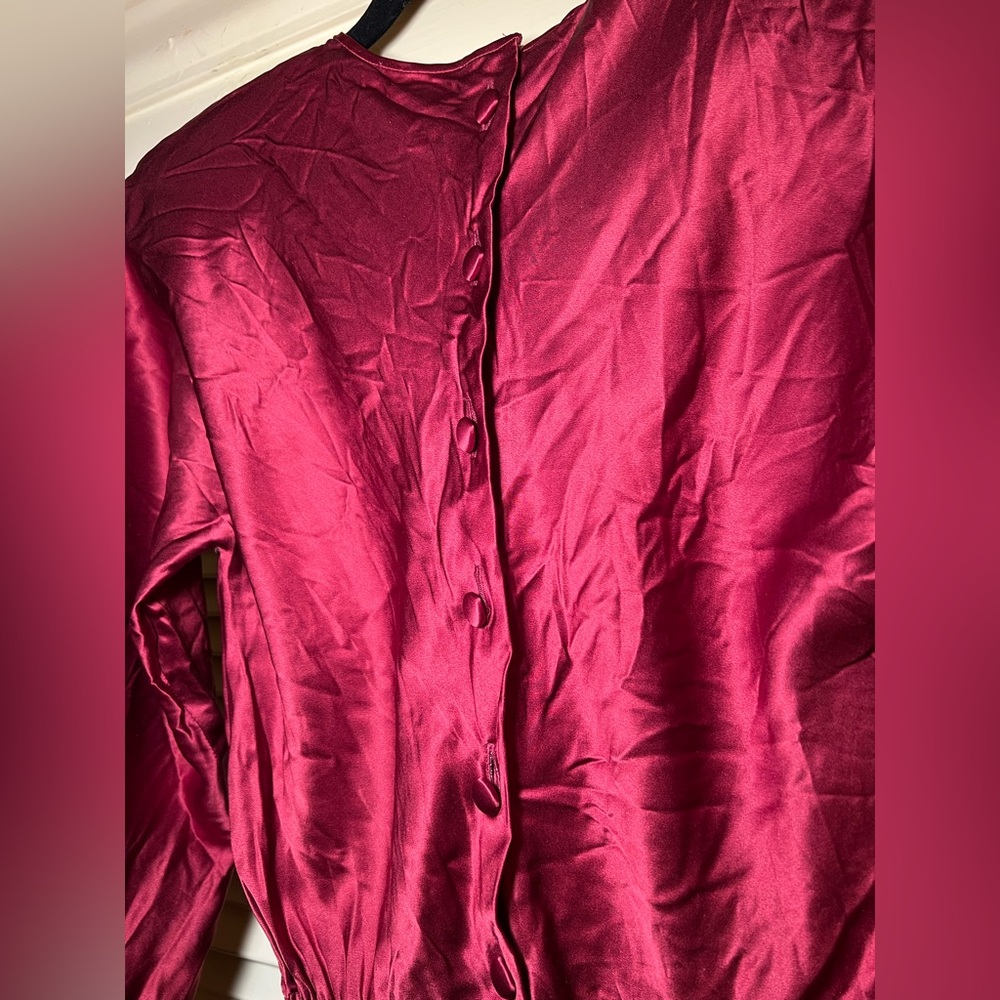 Vintage 80s Oscar de la Renta Silk Peplum Blouse Top Shirt, size medium large - Picture 13 of 14